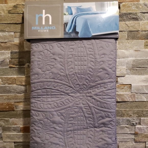 🌟Millano Chambrey 3 Piece Quilt Set Grey - Picture 5 of 6